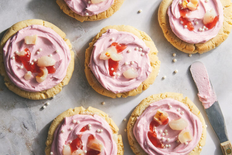 Indulge in lychee-frosted sugar cookies  with citrus notes and buttercream